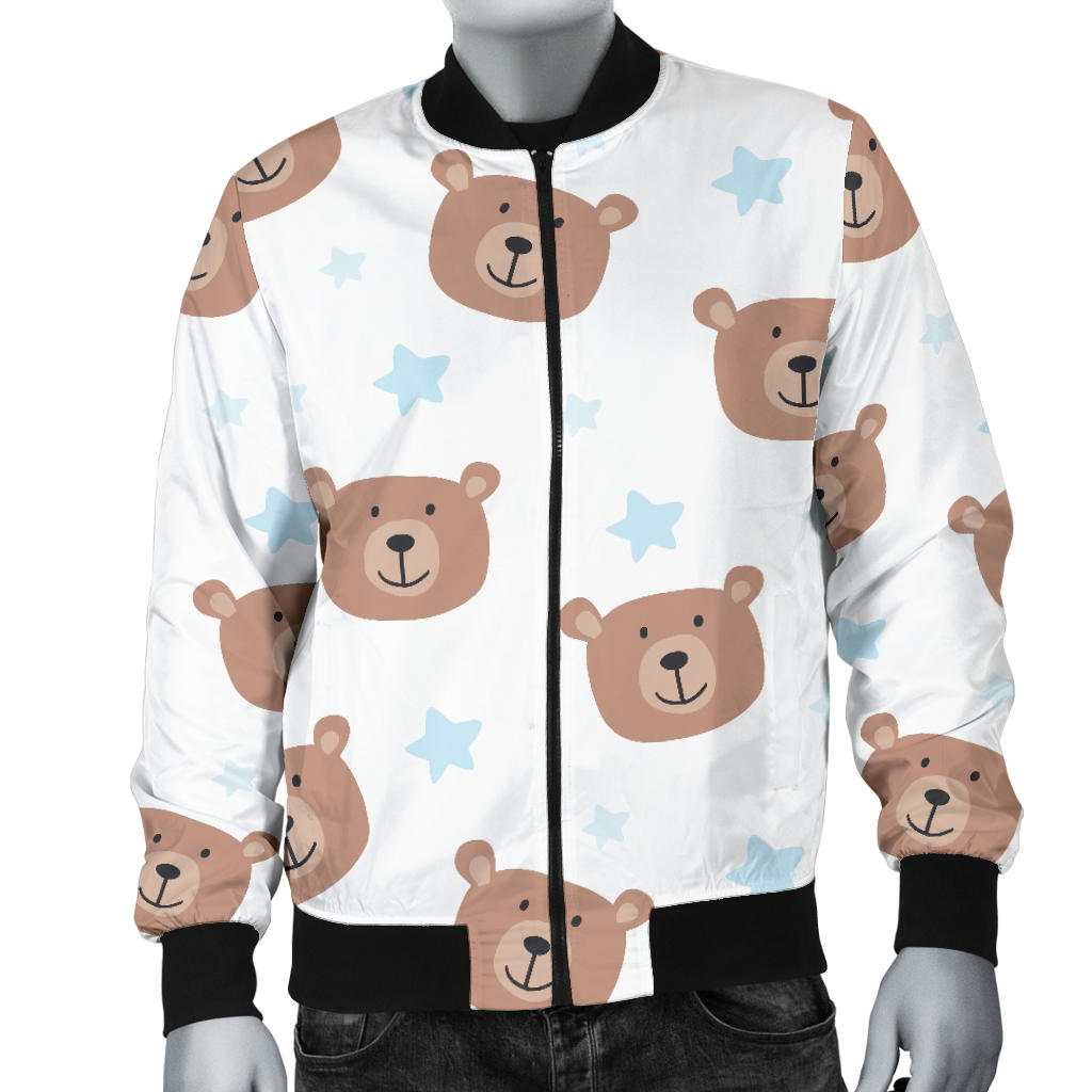 Bear Pattern Print Design BE02 Men Bomber Jacket