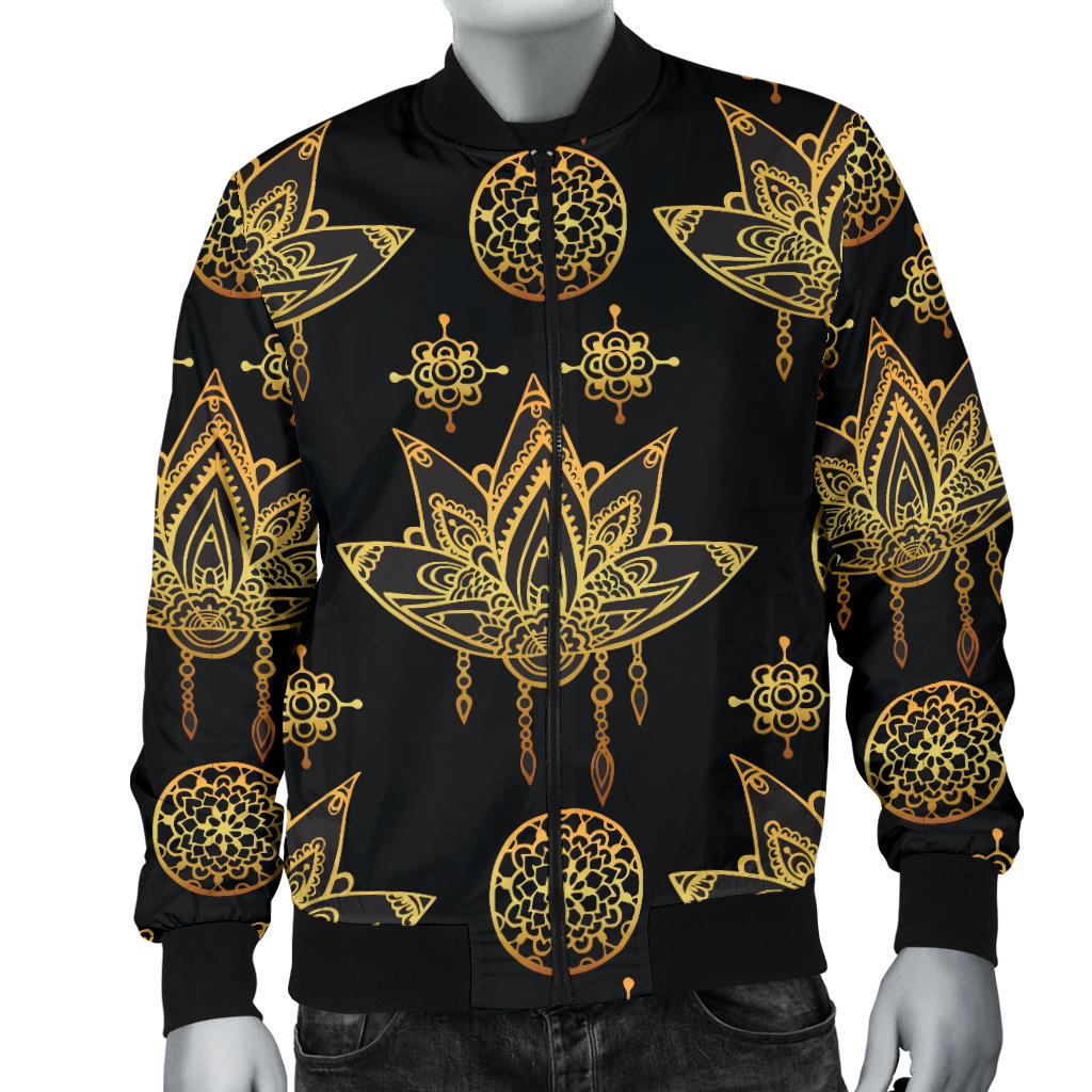 lotus Boho Pattern Print Design LO03 Men Bomber Jacket