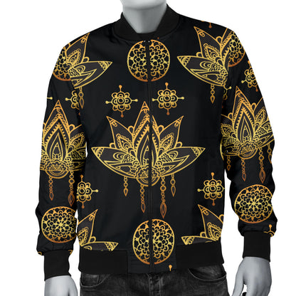 lotus Boho Pattern Print Design LO03 Men Bomber Jacket