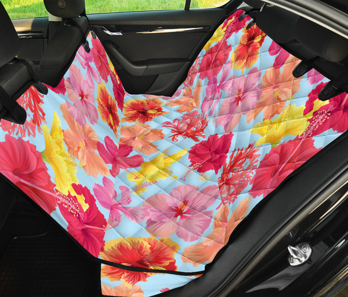 Hibiscus Pattern Print Design HB020 Rear Dog  Seat Cover