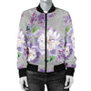 Lilac Pattern Print Design LI07 Women Bomber Jacket