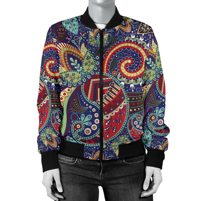 Paisley Boho Pattern Print Design A03 Women's Bomber Jacket