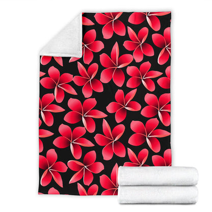 Red Plumeria Pattern Print Design PM025 Fleece Blanket