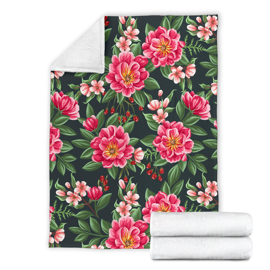 Summer Floral Pattern Print Design SF06 Fleece Blanket