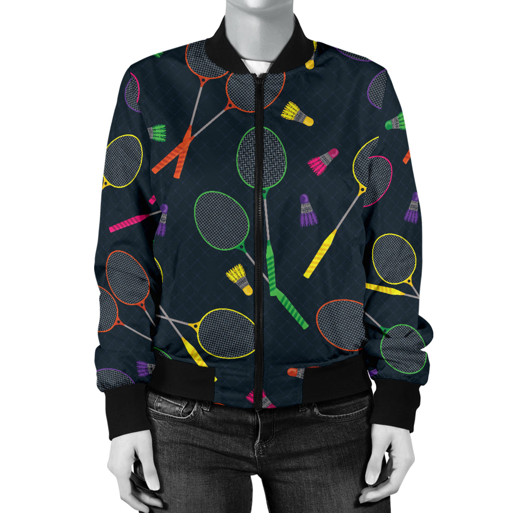Badminton Pattern Print Design 04 Women's Bomber Jacket