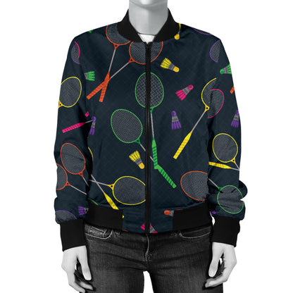 Badminton Pattern Print Design 04 Women's Bomber Jacket
