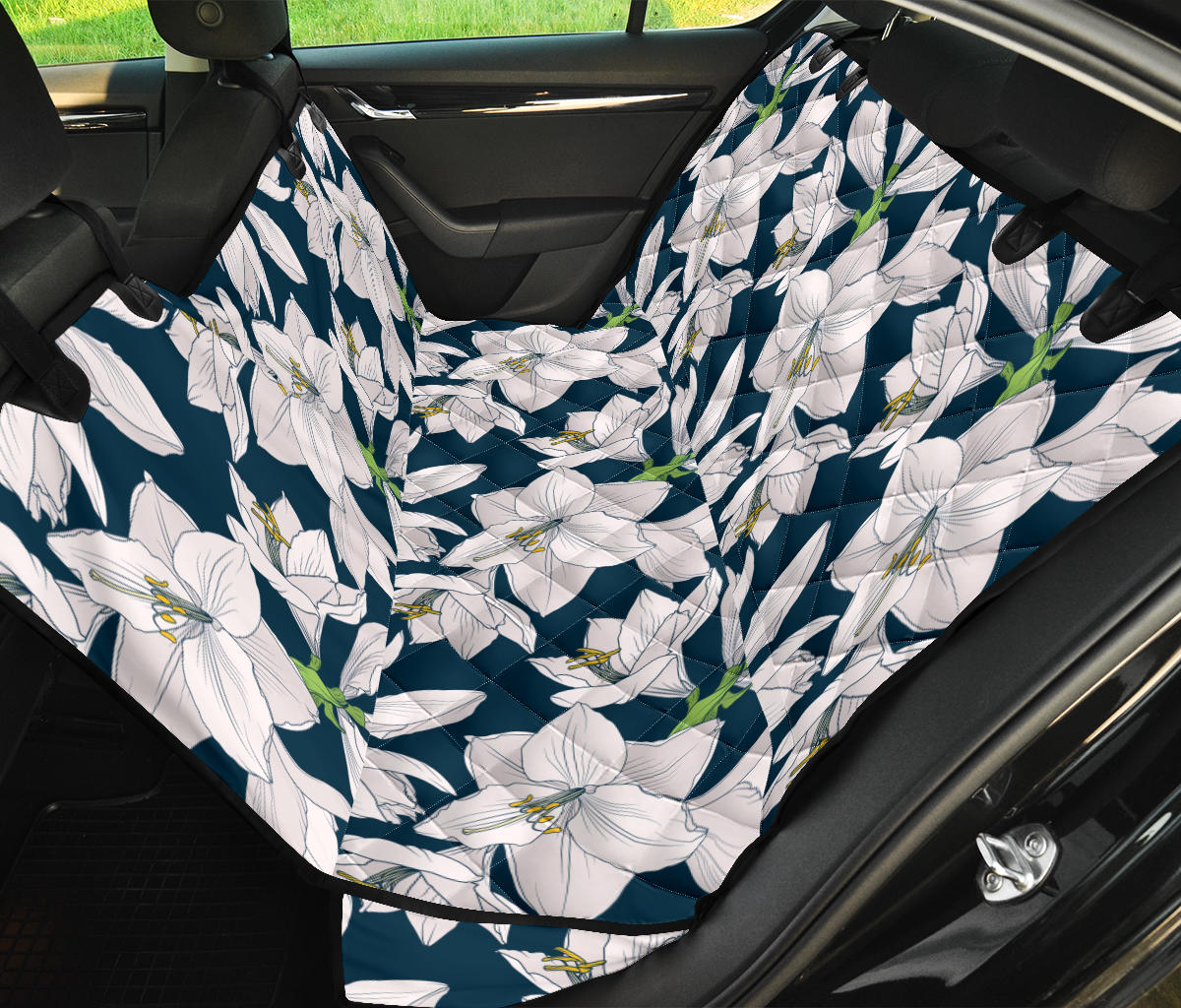 Amaryllis Pattern Print Design AL02 Rear Dog  Seat Cover
