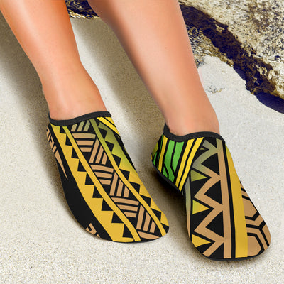 Polynesian Tribal Color Aqua Water Shoes