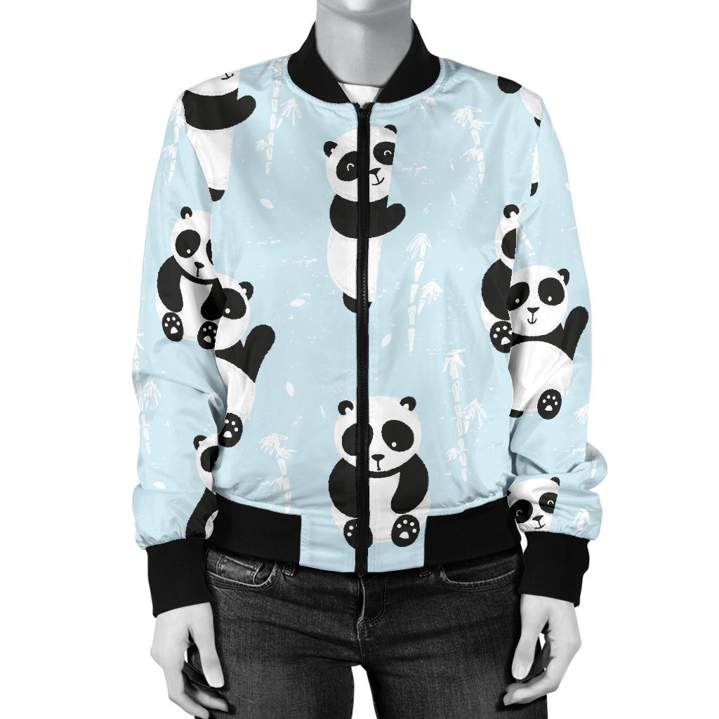 Panda Pattern Print Design A01 Women's Bomber Jacket