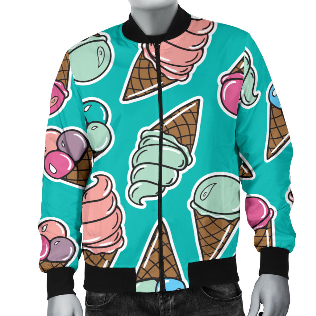 Ice Cream Pattern Print Design IC01 Men Bomber Jacket