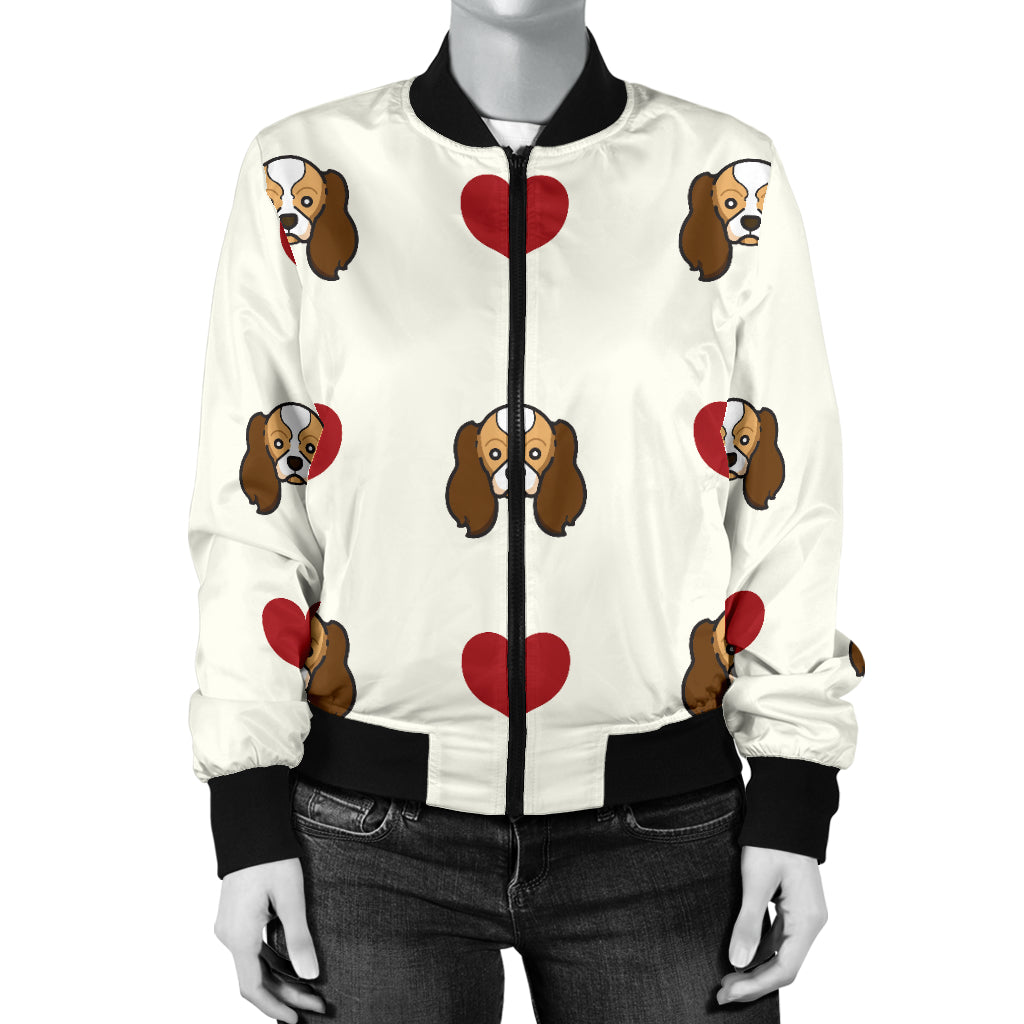 Cavalier King Charles Spaniels Pattern Print Design 01 Women's Bomber Jacket