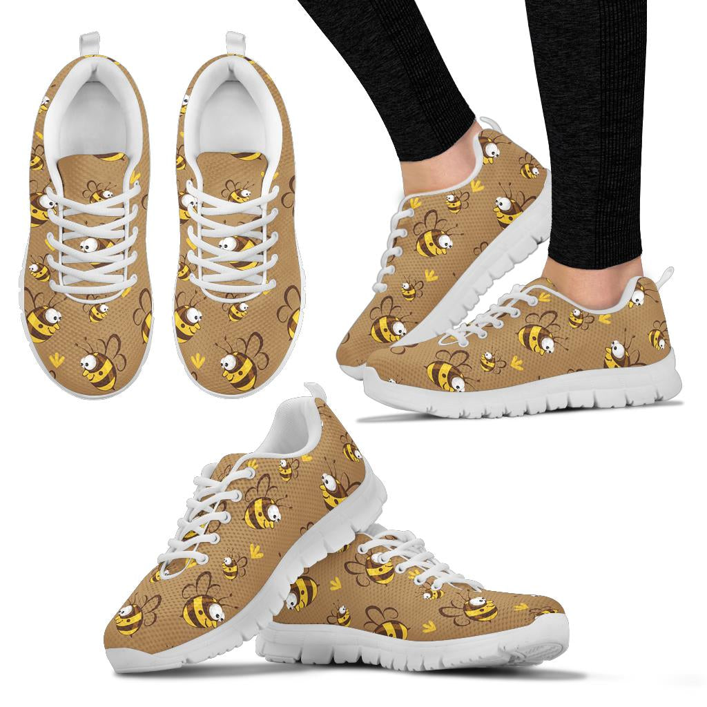 Bee Pattern Print Design BEE09 Sneakers White Bottom Shoes