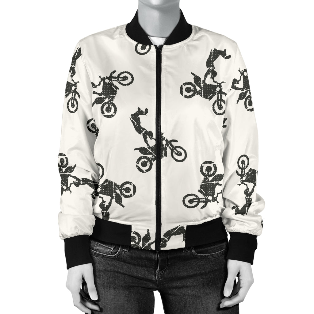 Motocross Pattern Print Design 03 Women's Bomber Jacket