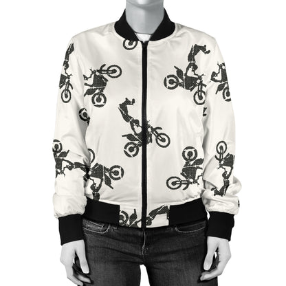 Motocross Pattern Print Design 03 Women's Bomber Jacket
