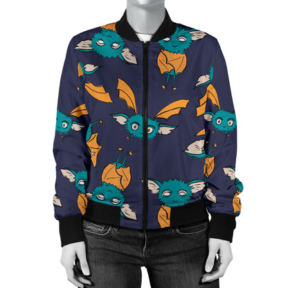 Bat Pattern Print Design 07 Women's Bomber Jacket