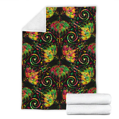 lotus Boho Pattern Print Design LO09 Fleece Blanket