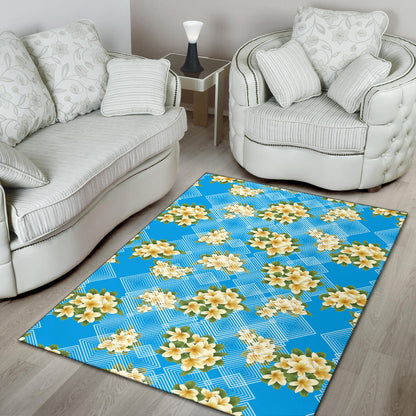 Yellow Plumeria Design Print Pattern Area Rugs