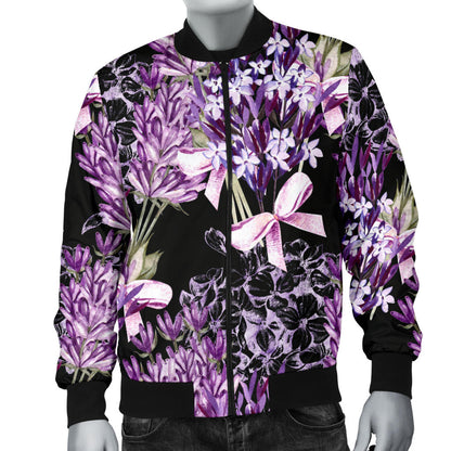 Lavender Pattern Print Design LV06 Men Bomber Jacket