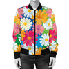 Daisy Pattern Print Design DS05 Women Bomber Jacket