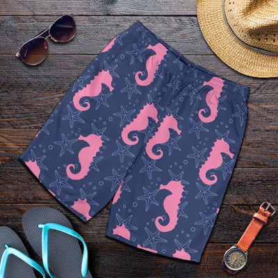 SeaHorse Pink Pattern Print Design 02 Mens Shorts