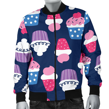 Cupcake Pattern Print Design CP04 Men Bomber Jacket