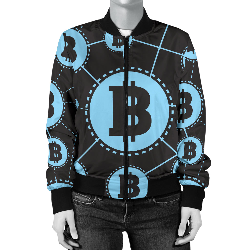 Cryptocurrency Pattern Print Design 02 Women's Bomber Jacket