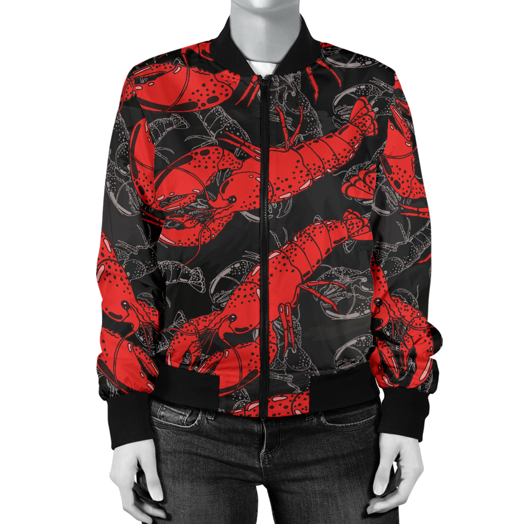 Lobster Pattern Print Design 04 Women's Bomber Jacket