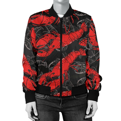 Lobster Pattern Print Design 04 Women's Bomber Jacket
