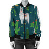 Llama Cactus Pattern Print Design 013 Women's Bomber Jacket