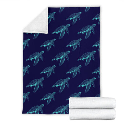 Sea Turtle Pattern Print Design T04 Fleece Blanket