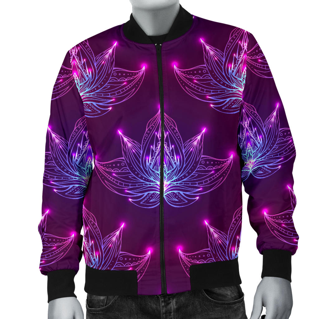 lotus Pattern Print Design LO01 Men Bomber Jacket