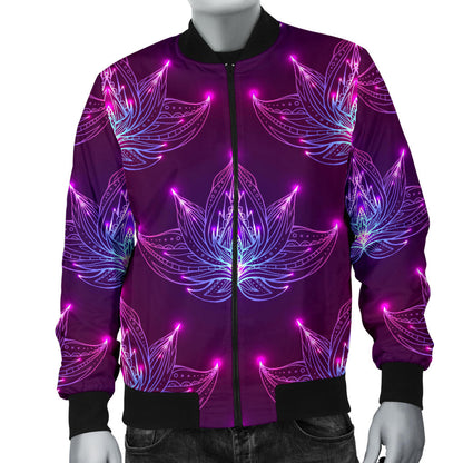 lotus Pattern Print Design LO01 Men Bomber Jacket