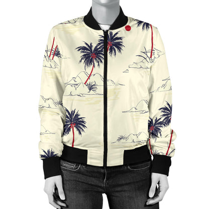 Palm Tree Pattern Print Design PT08 Women Bomber Jacket