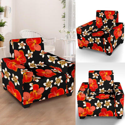 Red Hibiscus Pattern Print Design HB022 Armchair Slipcover