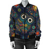 Owl Boho Style Pattern Print Design A04 Women's Bomber Jacket