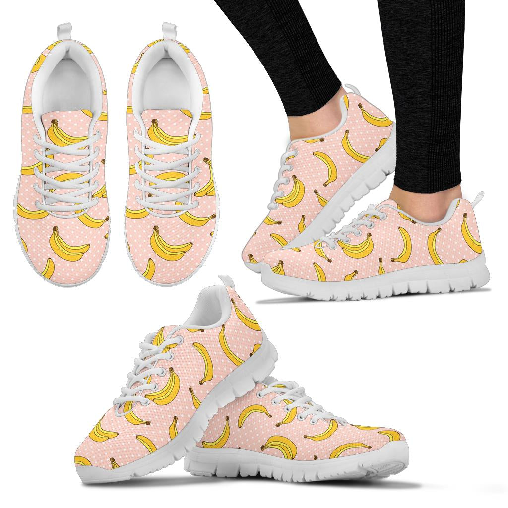 Banana Pattern Print Design BA06 Sneakers White Bottom Shoes