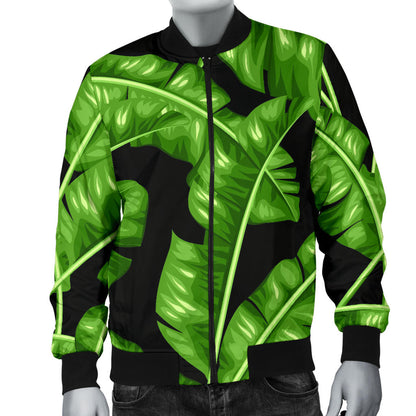 Banana Leaf Pattern Print Design BL01 Men Bomber Jacket