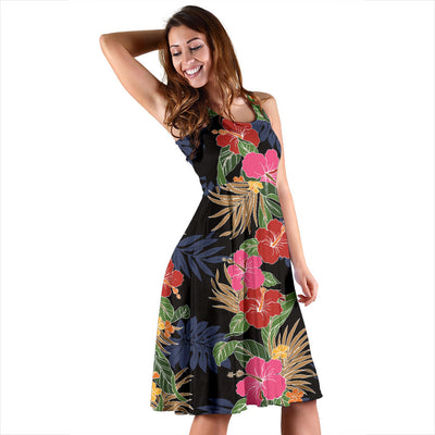 Hawaiian Themed Pattern Print Design H011 Midi Dress