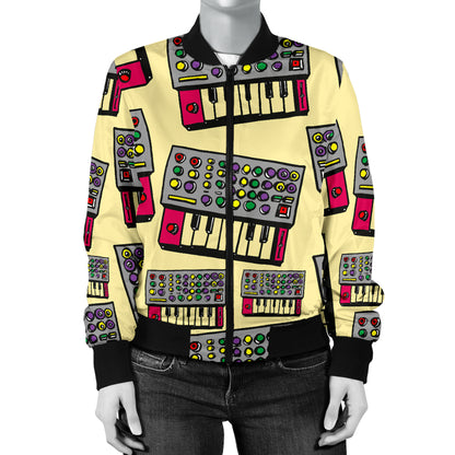 Synthesizer Pattern Print Design 01 Women's Bomber Jacket