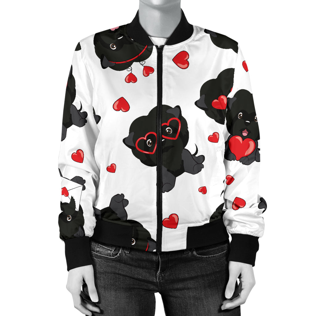 Affenpinscher Pattern Print Design 01 Women's Bomber Jacket