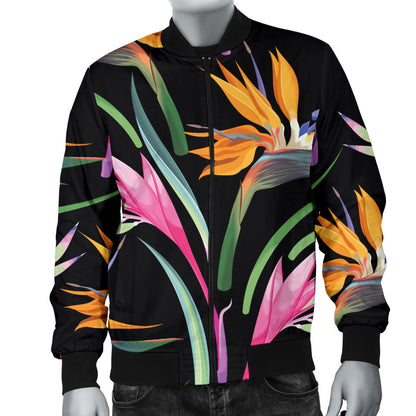 Tropical Flower Pattern Print Design TF017 Men Bomber Jacket
