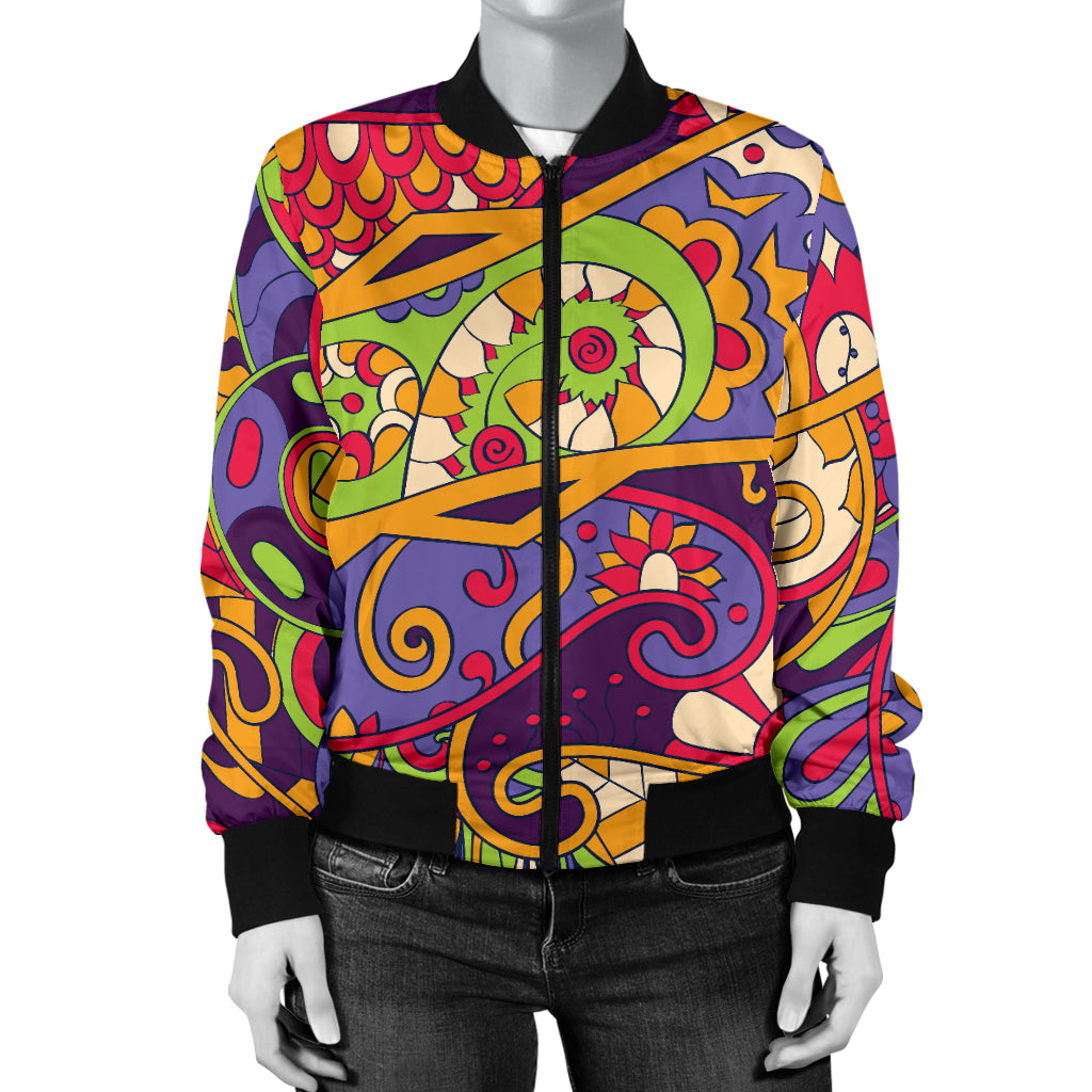 Funky Retro Pattern Print Design A04 Women's Bomber Jacket