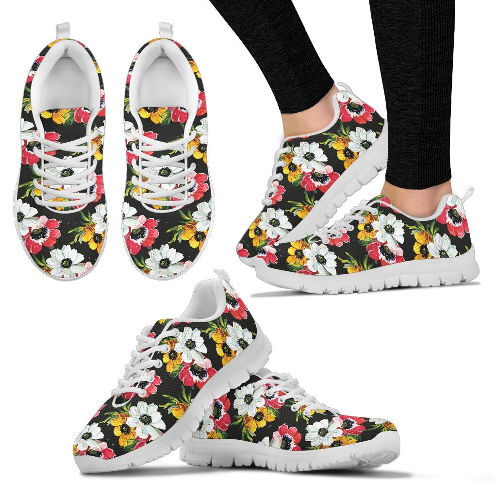 Anemone Pattern Print Design AM07 Sneakers White Bottom Shoes