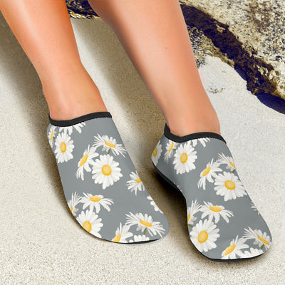 Daisy Pattern Print Design DS09 Aqua Water Shoes