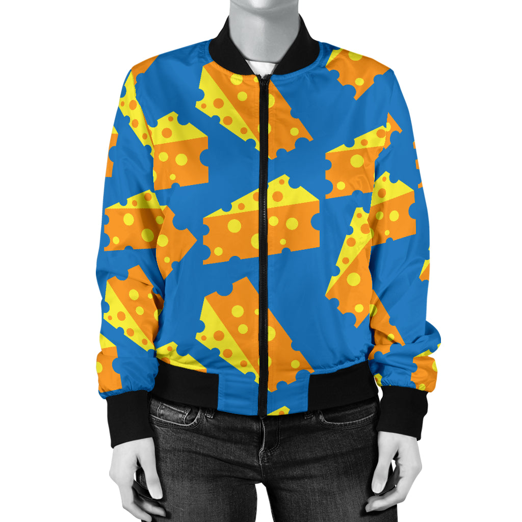 Cheese Pattern Print Design 05 Women's Bomber Jacket