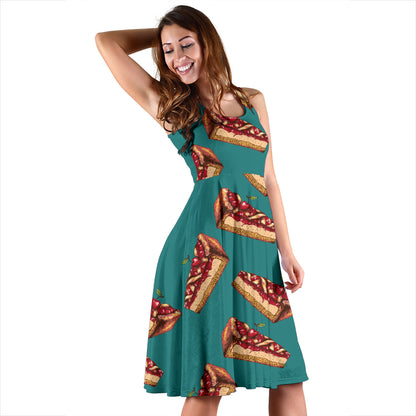 Cheesecake Cherry Pattern Print Design CK03 Midi Dress