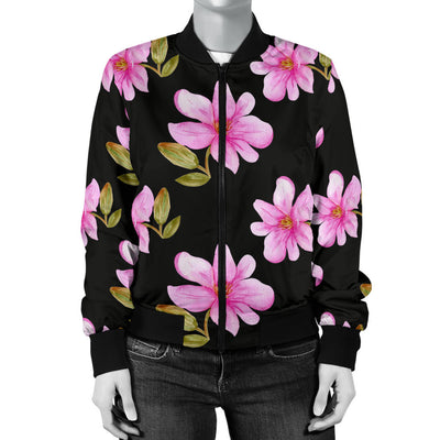 Magnolia Pattern Print Design MAG06 Women Bomber Jacket
