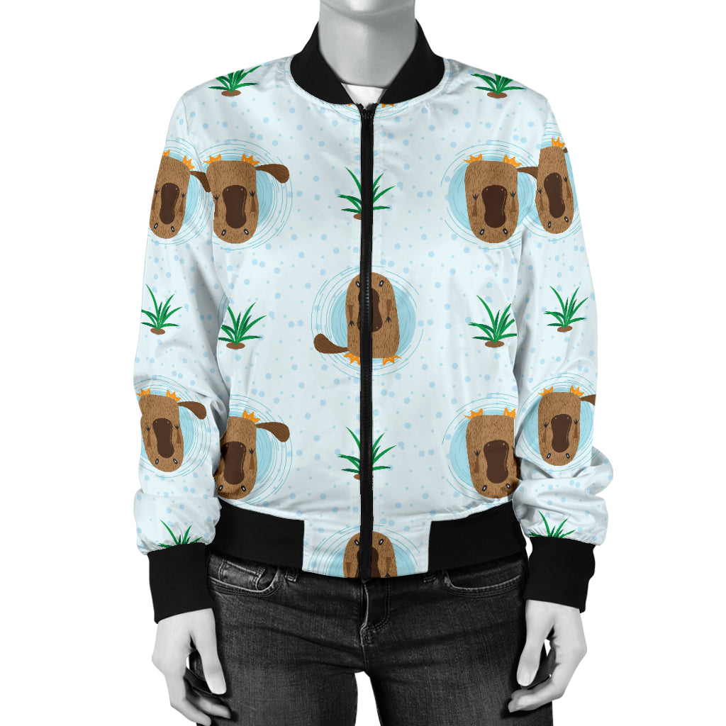 Platypus Pattern Print Design A04 Women's Bomber Jacket