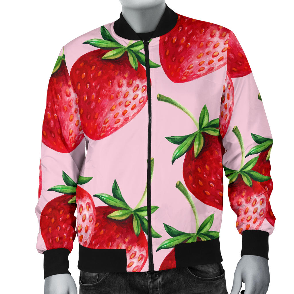 Strawberry Pattern Print Design SB03 Men Bomber Jacket