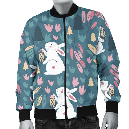 Rabbit Pattern Print Design RB013 Men Bomber Jacket